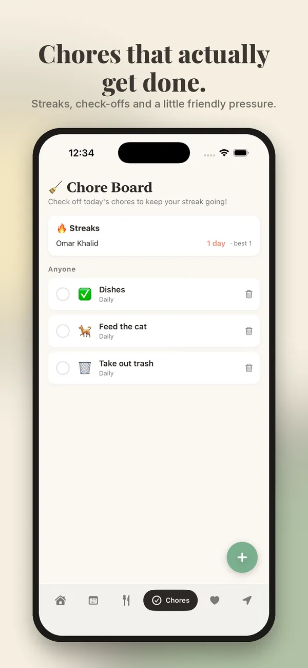 Storyboard on iPhone: the chore board with streaks