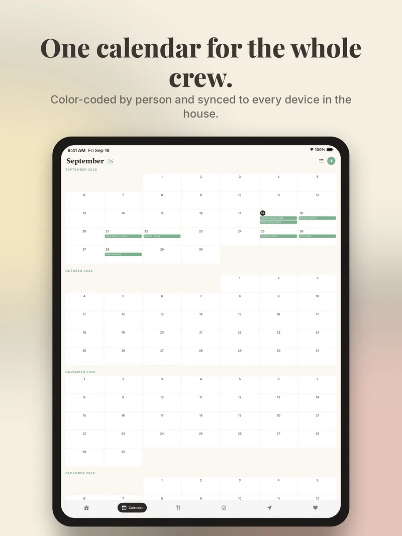 Storyboard on iPad: the family calendar on a larger screen