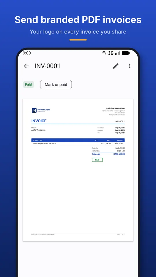 Simple Invoice & Estimate — A branded PDF, ready to send