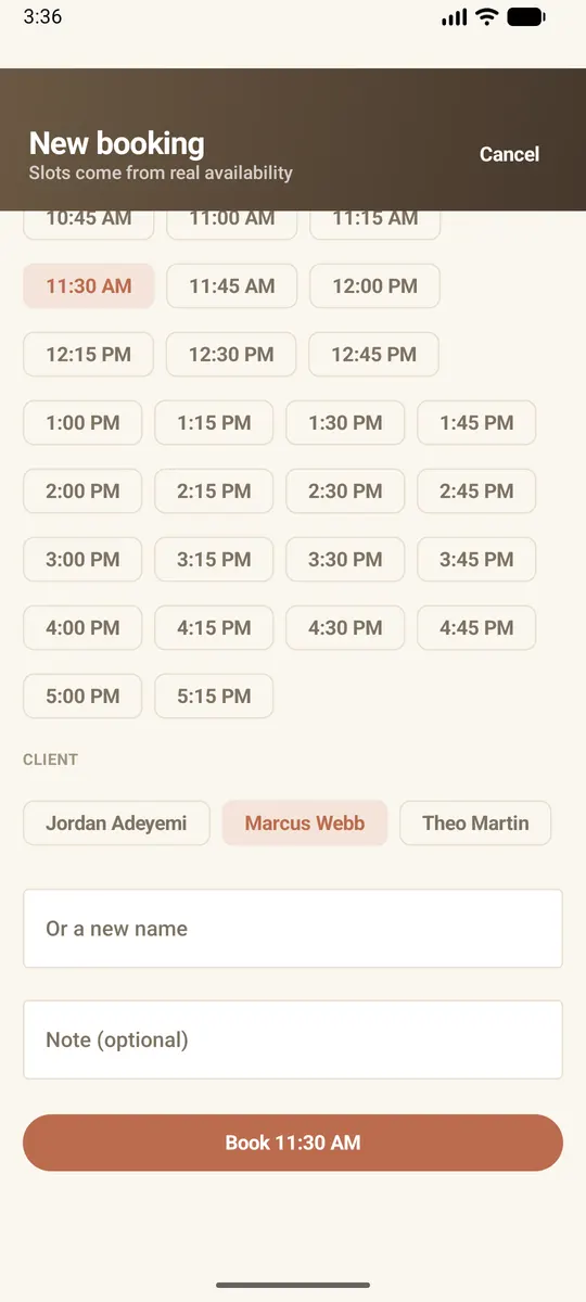 Booking & Shifts: Openslot — A new booking, without collisions
