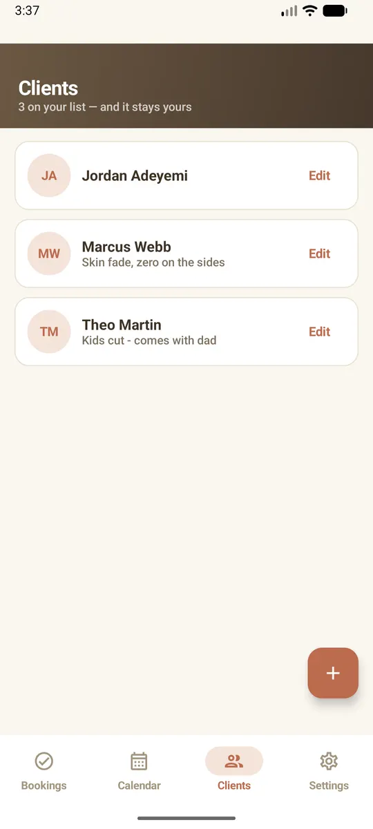 Booking & Shifts: Openslot — Clients, notes and visit history