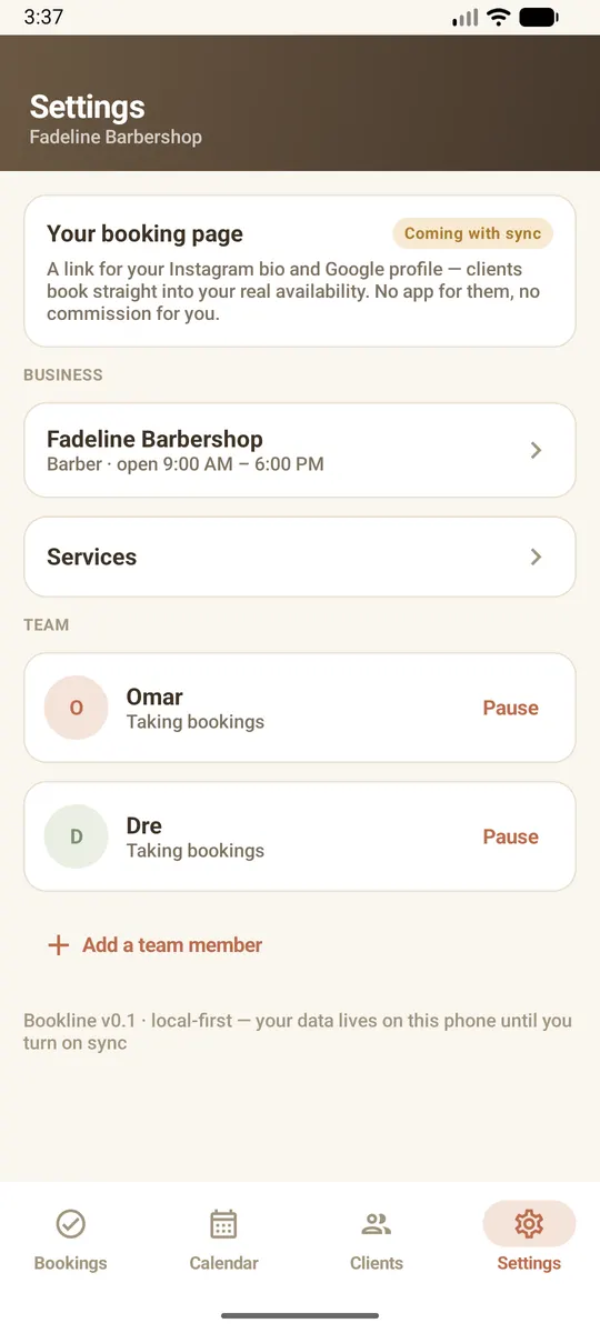 Booking & Shifts: Openslot — Services, hours and your team